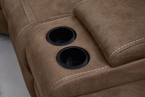 Betsy Large Microfiber Reclining Sectional Sofa – Latte