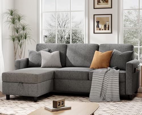 KKL Grey L-Shaped Sectional Sofa with Ottoman