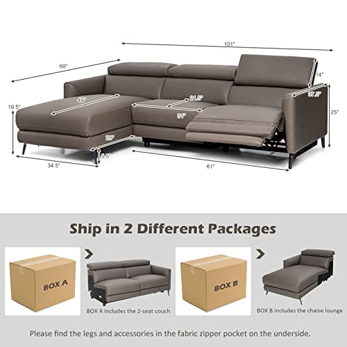 Modern Grey Sectional Sofa with Chaise Lounge