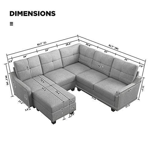 Reversible L-Shaped Sectional Sofa with Storage Ottoman