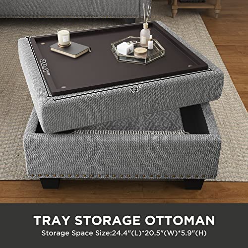 Reversible L-Shaped Sectional Sofa with Storage Ottoman