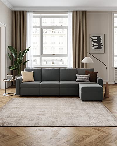 LINSY HOME Modular Dark Grey Sectional Sofa with Storage