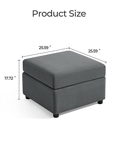 LINSY HOME Modular Dark Grey Sectional Sofa with Storage