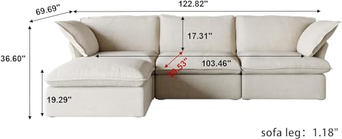 Beige L-Shaped Sectional Sofa with Chaise