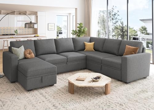 HONBAY U-Shaped Modular Sleeper Sofa with Storage