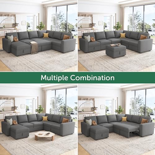 HONBAY U-Shaped Modular Sleeper Sofa with Storage