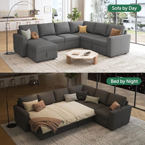 HONBAY U-Shaped Modular Sleeper Sofa with Storage