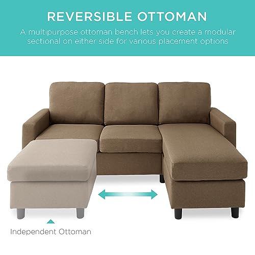 L-Shape Upholstered Sectional Sofa with Chaise Lounge