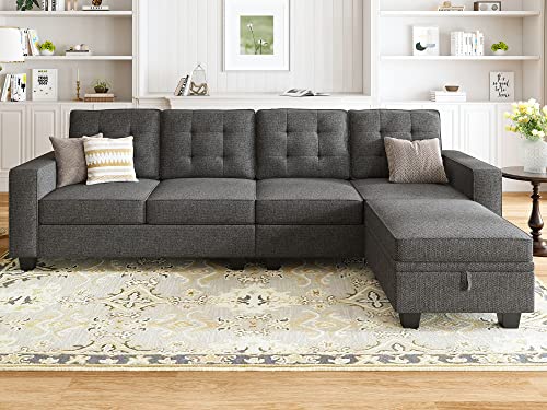 HONBAY L-Shaped Sofa with Storage Ottoman