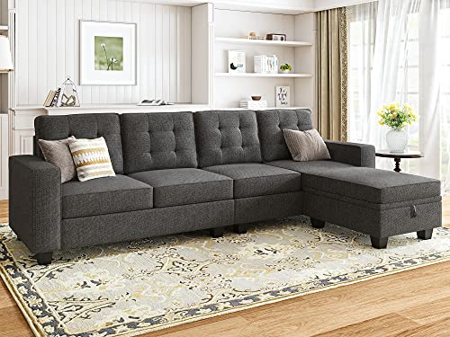HONBAY L-Shaped Sofa with Storage Ottoman