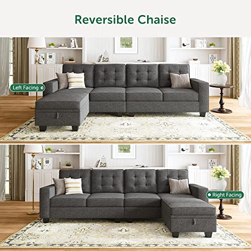 HONBAY L-Shaped Sofa with Storage Ottoman