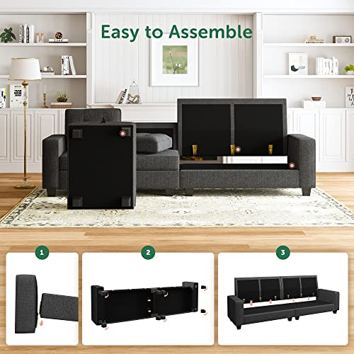 HONBAY L-Shaped Sofa with Storage Ottoman