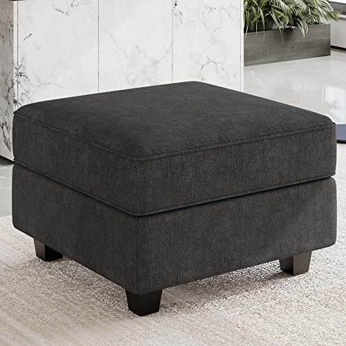 Black Modular Sectional Sofa with Storage Ottoman