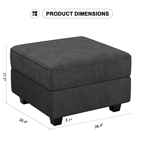 Black Modular Sectional Sofa with Storage Ottoman