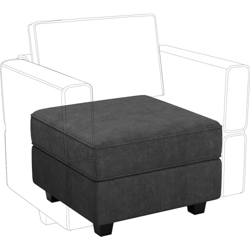 Black Modular Sectional Sofa with Storage Ottoman