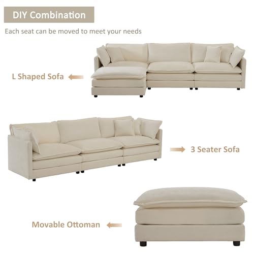 111.4" Modern L-Shaped Modular Sofa Set