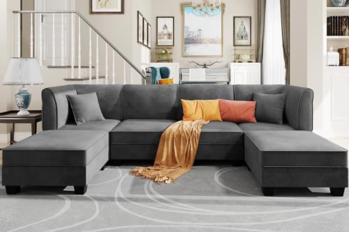 Vongrasig 6-Piece Modular Velvet Sectional Sofa