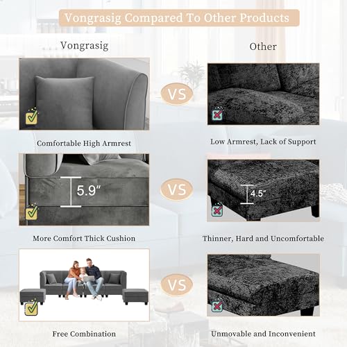 Vongrasig 6-Piece Modular Velvet Sectional Sofa