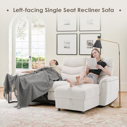 Beige Power Reclining Sectional Sofa with Storage