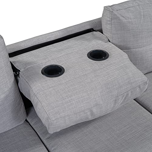 Light Gray Reversible Chaise Sectional Sofa Set