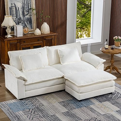85.8" Modern White Sectional Sofa with Chaise