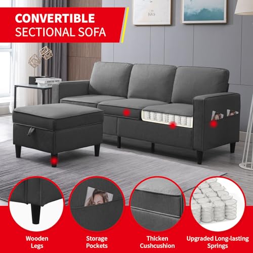 Modern Dark Gray Modular Sectional Sofa with Storage