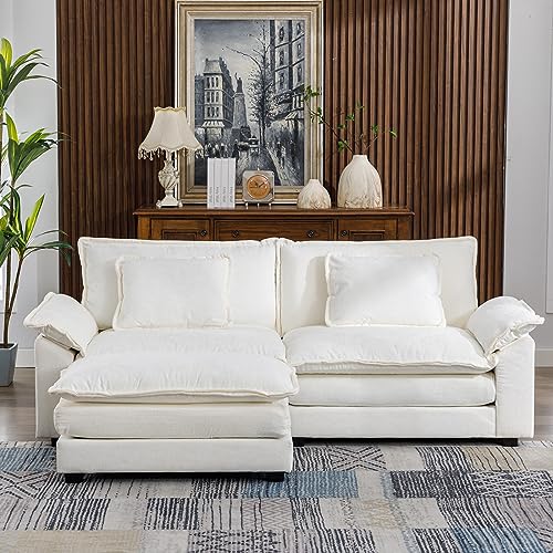 85.8" Modern White Sectional Sofa with Chaise