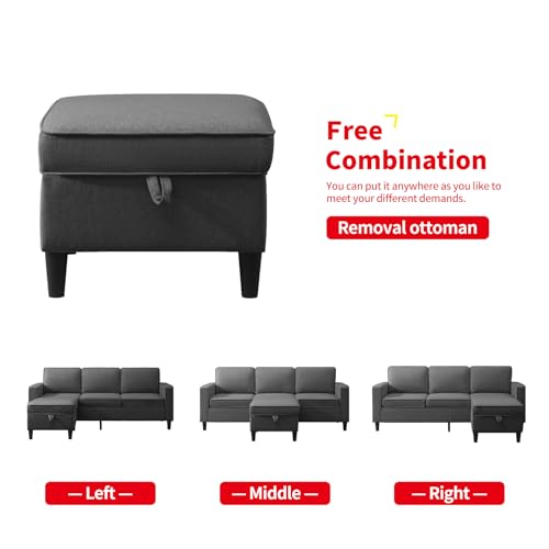 Modern Dark Gray Modular Sectional Sofa with Storage