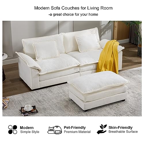 85.8" Modern White Sectional Sofa with Chaise