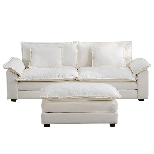85.8" Modern White Sectional Sofa with Chaise