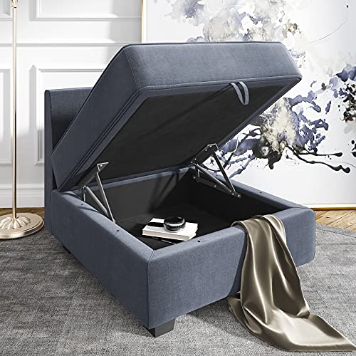 HONBAY Square Ottoman for Modular Sectional Sofa, Bluish Grey