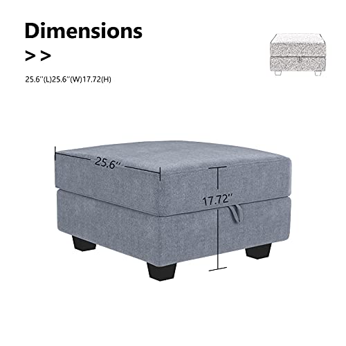 HONBAY Square Ottoman for Modular Sectional Sofa, Bluish Grey