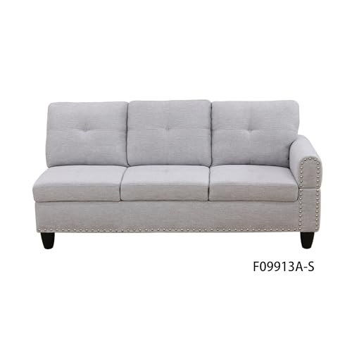 3-Piece Grey Sectional Sofa with Cup Holders