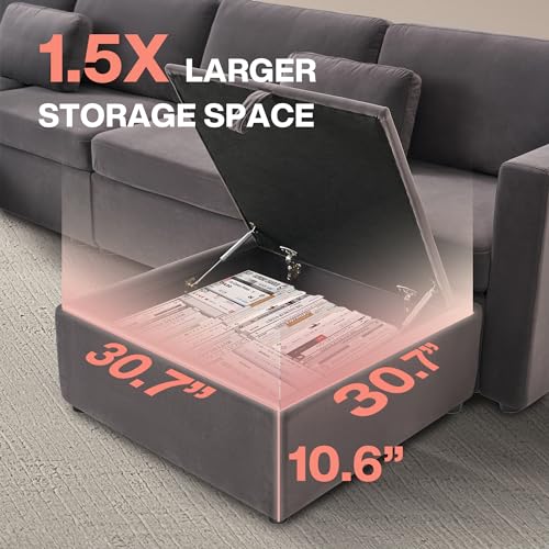 Velvet Modular Sectional Sofa Set with Ottoman