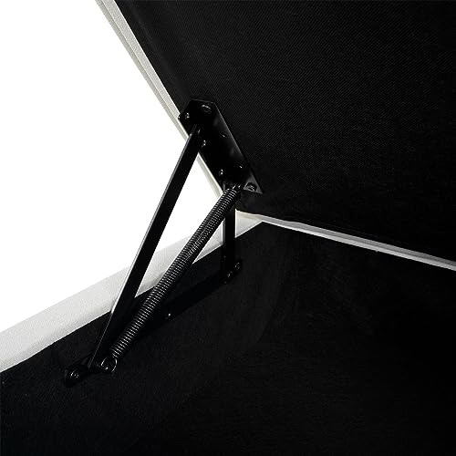 White Linen Square Ottoman Module for Sectional Sofa