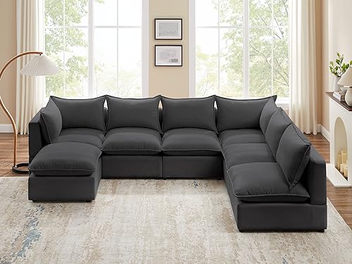 VANOMi U-Shaped Modular Sectional Sofa with Ottomans