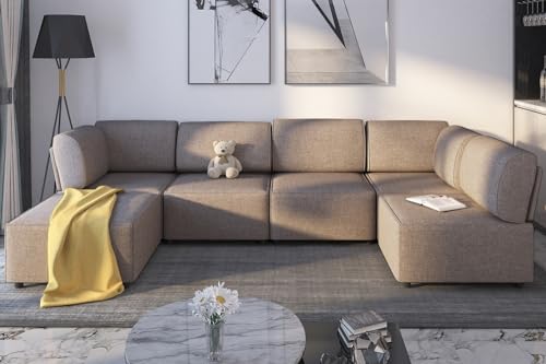 Spacious U-Shaped Sectional Sofa with Ottoman
