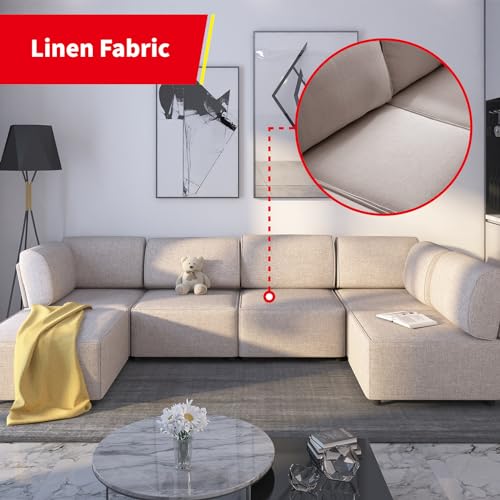 Spacious U-Shaped Sectional Sofa with Ottoman