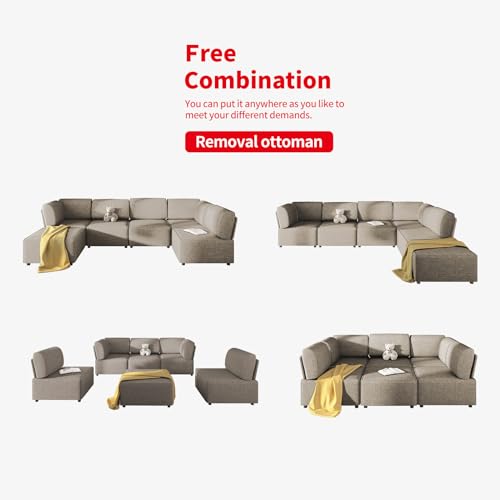 Spacious U-Shaped Sectional Sofa with Ottoman
