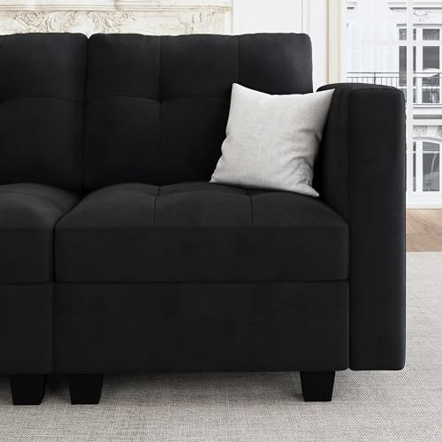 HONBAY U-Shaped Velvet Modular Sectional Sofa