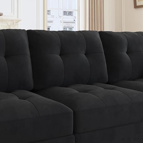 HONBAY U-Shaped Velvet Modular Sectional Sofa