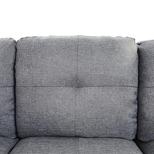 L-Shape Grey Sectional Sofa Set with Ottoman