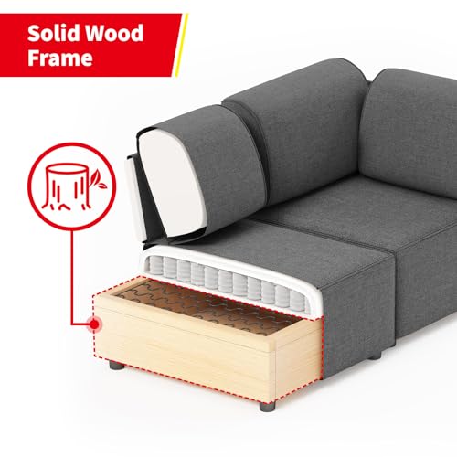 Dark Grey U-Shaped Modular Sectional Sofa Couch