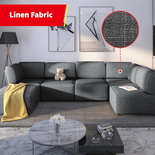 Dark Grey U-Shaped Modular Sectional Sofa Couch