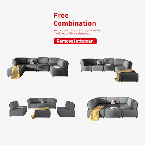 Dark Grey U-Shaped Modular Sectional Sofa Couch