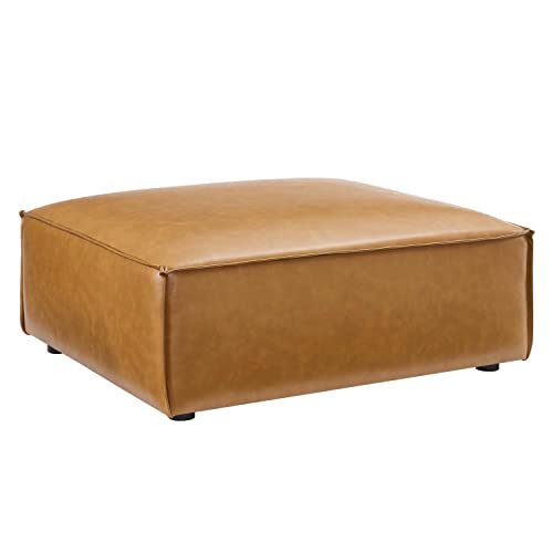Tan Vegan Leather Ottoman by Modway