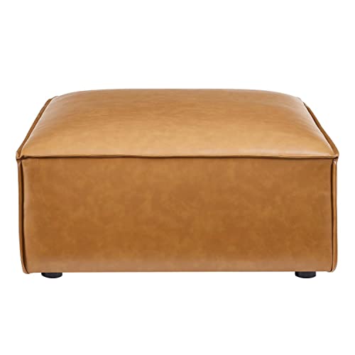 Tan Vegan Leather Ottoman by Modway