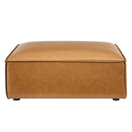 Tan Vegan Leather Ottoman by Modway