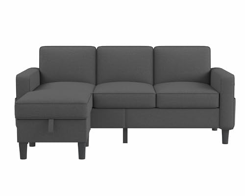 Beige L-Shaped Sectional Sofa with Charging Ports