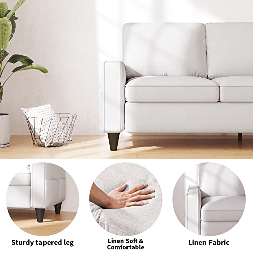 Lonkwa Beige L-Shaped Sectional Sofa with Storage-Ottoman
